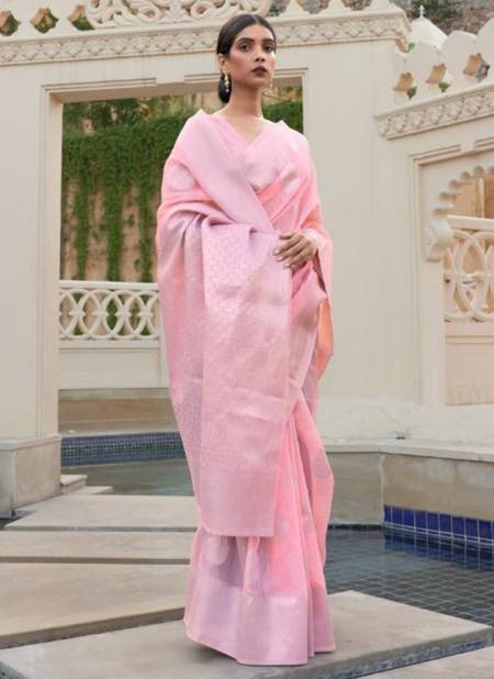Light Pink Colour RAJTEX KEVAAH LINEN Festive Wear Designer Weaving Silk Saree Collection 216002